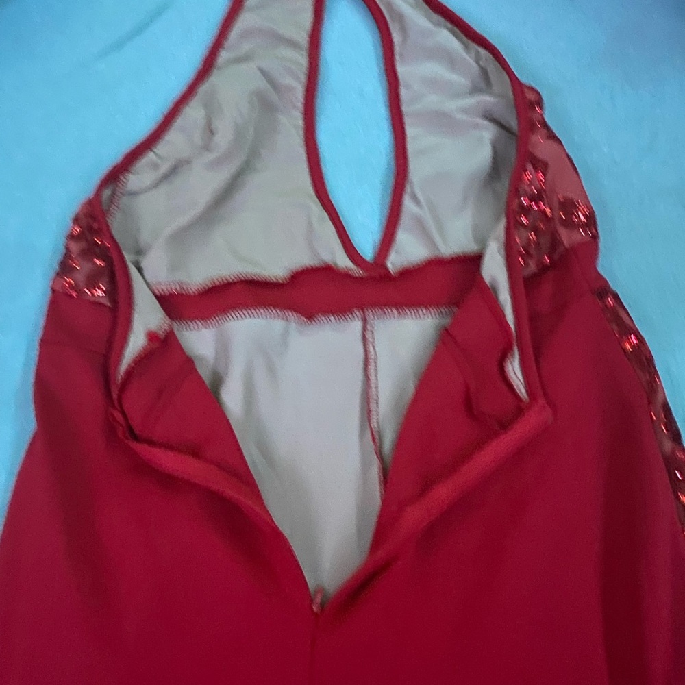 Sexy shimmery red backless jumpsuit